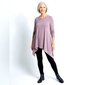 Womens Illuminative “I Am Healed . . . “Tunic Top Long Sleeve Dusty Purple Sz XL